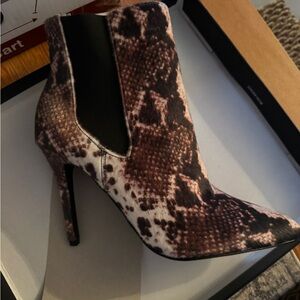 Charles By Charles David Brown Patterned Heeled Boots